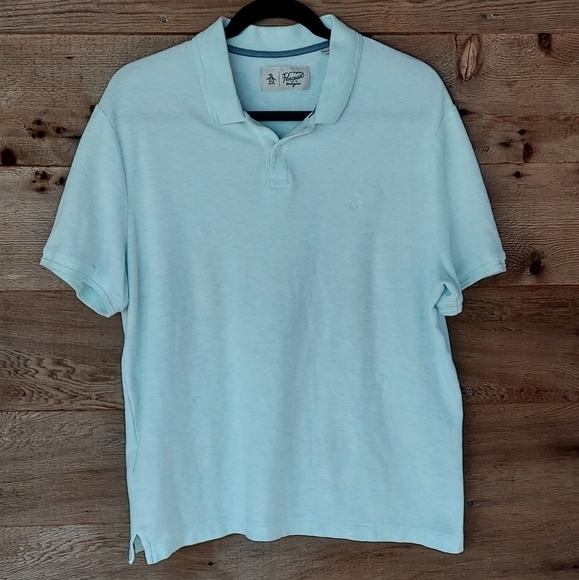 Penguin Very Pale Blue Marled Polo Size Large - Picture 1 of 4